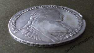 Рубль 1734 г Анна ОРИГИНАЛ. Со скошенным лбом.