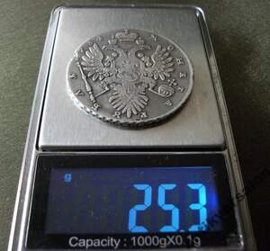 Рубль 1734 г Анна ОРИГИНАЛ. Со скошенным лбом.